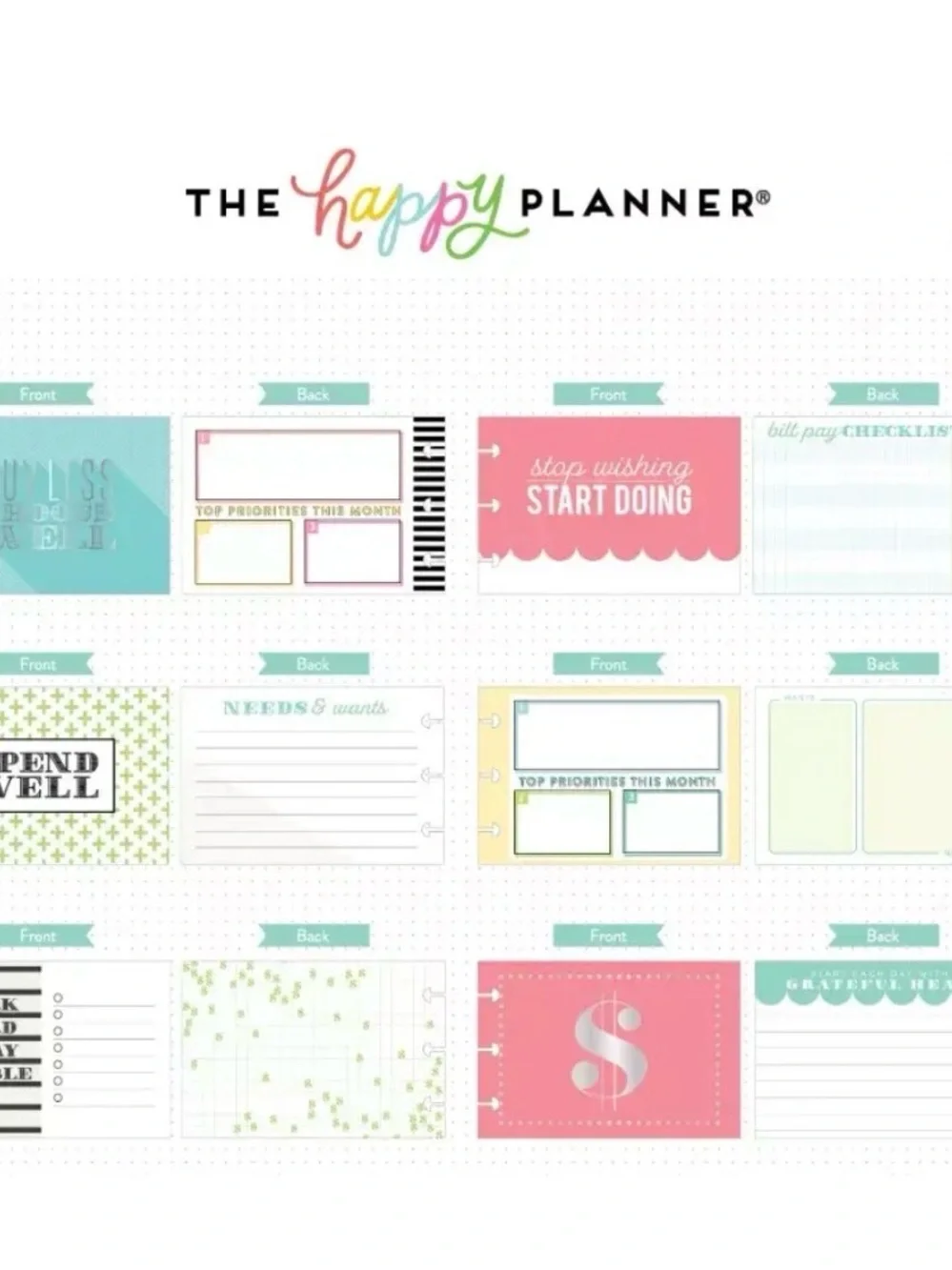 The Happy Planner Budget Sticky Notes & Stickers - Mint Green